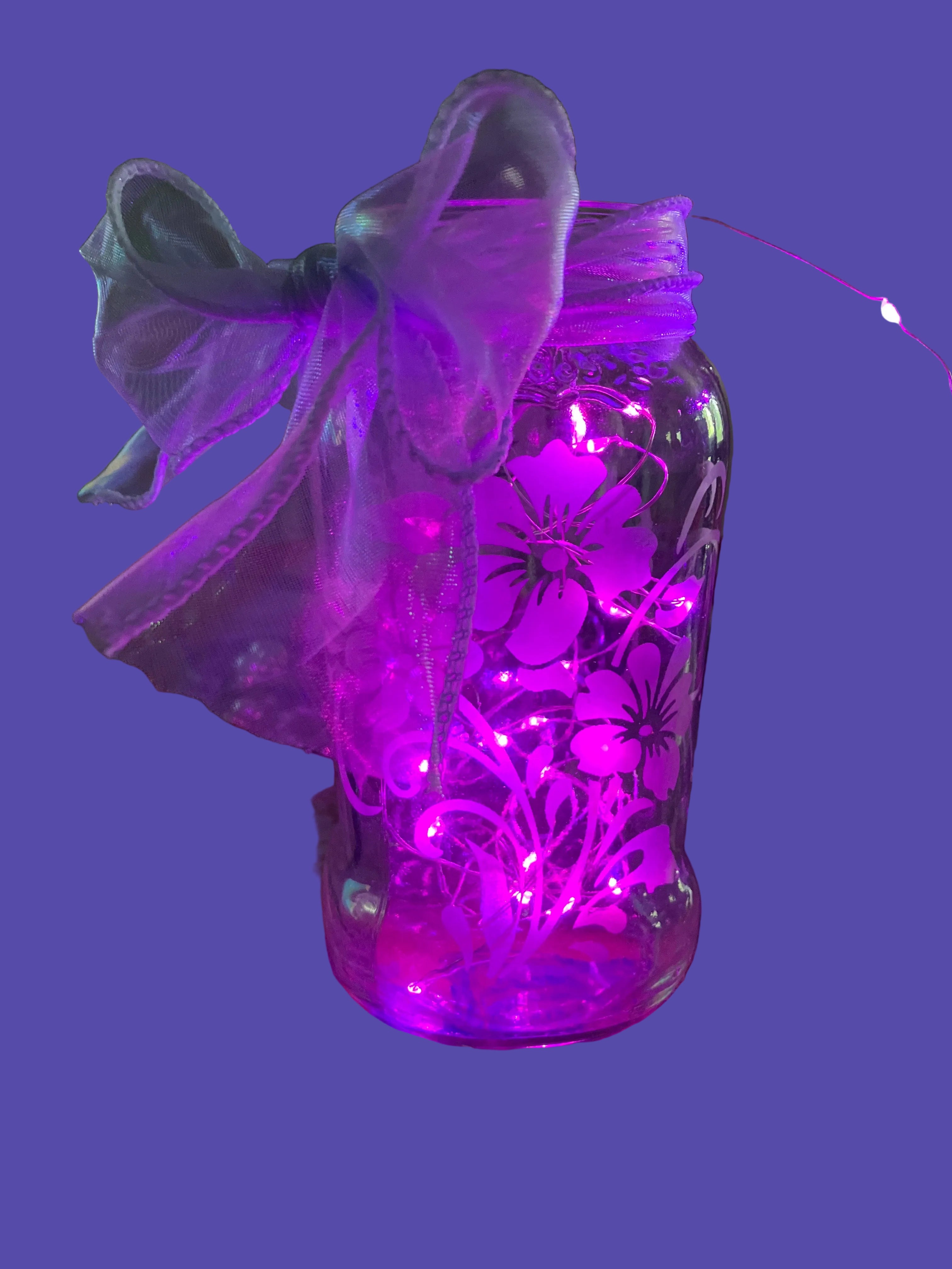 Glass Etched Flower Gifting Jar